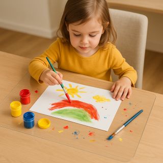 Pysselmattan-ProtectMats-på-bord-mellan-sax-och-limstift