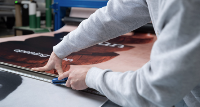 applicatietafel met snijmat in gebruik